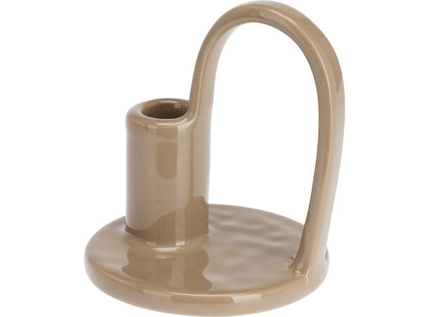 Lysestake m/håndtak keramikk h:12cm 3ass Forpakning: 8stk Teracotta, Khaki, Nude 