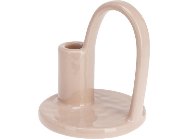 Lysestake m/håndtak keramikk h:12cm 3ass Forpakning: 8stk Teracotta, Khaki, Nude 