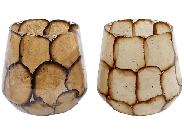 Lysglass beige/brun mosaikk 11x10cm 2ass 