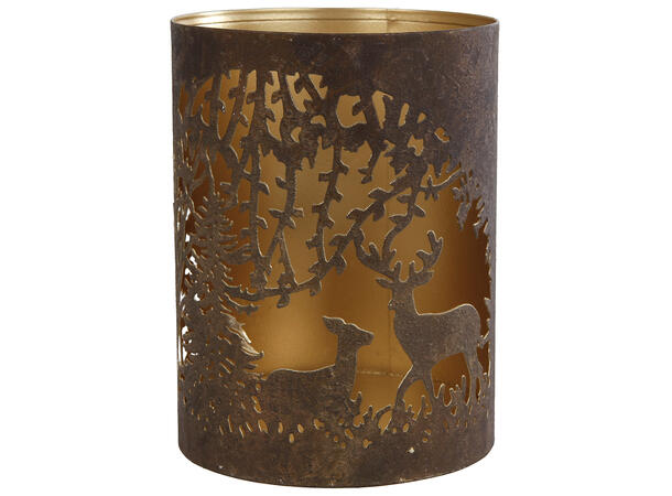 Lyslykt antikk brun metal 10x10x13cm Forpk 8stk 