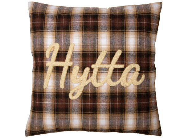 Putetrekk rutet brun Hytta 45x45cm 
