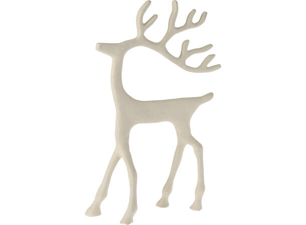 Reinsdyr hvit metall 20x6x31cm 