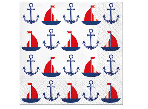 Serviett kaffe Seilbåt og anker Kaffeserviett 20 stk 3-lags 25x25cm 