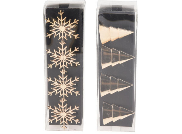 Serviettring juletre/snøkr. gull 5cm 4st 12 sett i display 2ass 