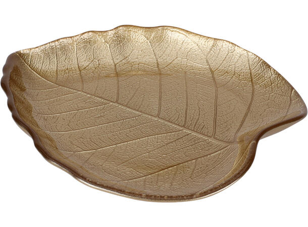 Skål blad glass gull 19x2cm 135gr Forpakning 12stk 