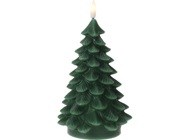 Stearinlys LED Juletre grønn Timer 17cm 12 stk pr display Batt: 2xAA 
