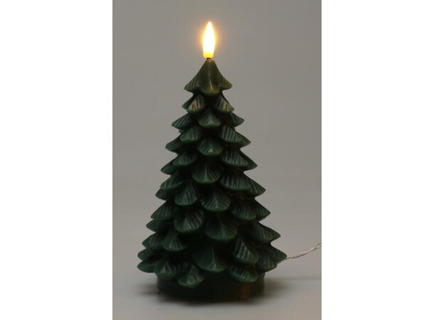 Stearinlys LED Juletre grønn Timer 17cm 12 stk pr display Batt: 2xAA 