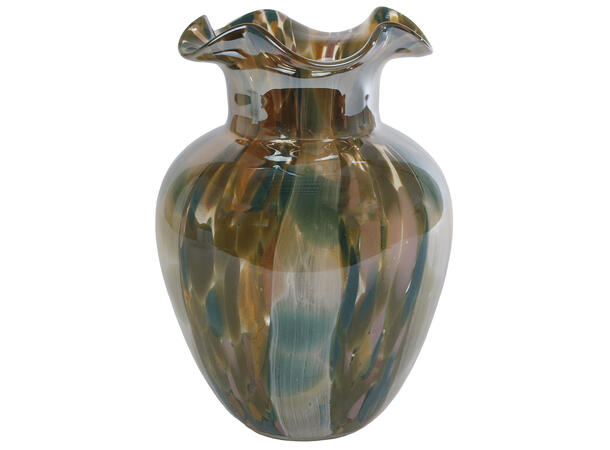Vase brunt/grønt glass 14,5x14,5x19cm 