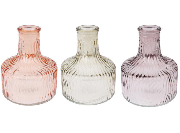 Vase glass brun,lilla,grønn 11x13cm 3ass 